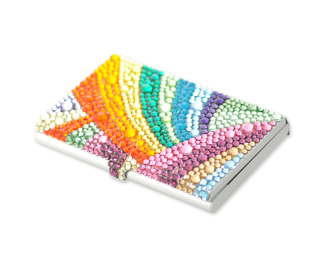 Rainbow Bling Swarovski Crystal Business Card Case
