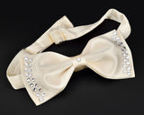 Men's Wedding Bow Tie with Dazzling Swarovski Crystal - White