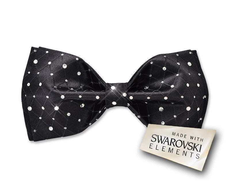 Swarovski Crystal Rhinestones Wedding Bow Tie for Men - Noble Black