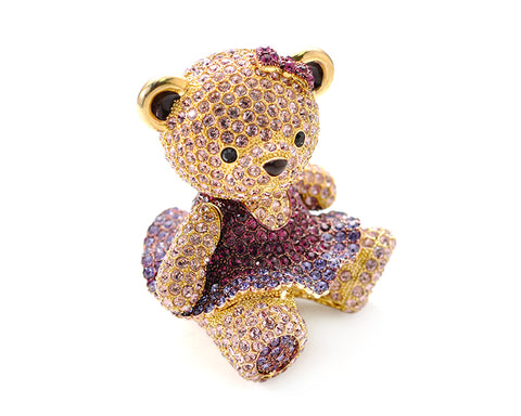 Childhood Collection Bling Crystal Teddy Bear In Skirt - Purple