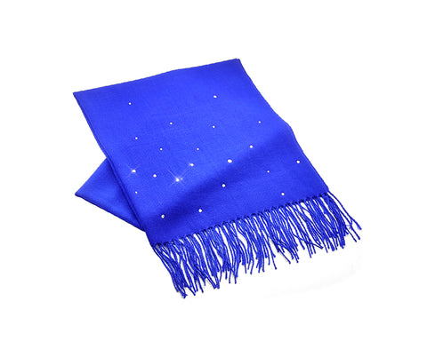 Worsted Wool Scarf with Swarovski Crystals – Royal Blue