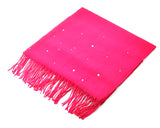 Worsted Wool Scarf with Swarovski Crystals - Magenta