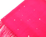 Worsted Wool Scarf with Swarovski Crystals - Magenta