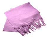 Worsted Wool Scarf with Swarovski Crystals - Light Purple