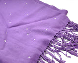 Worsted Wool Scarf with Swarovski Crystals - Violet