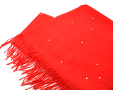 Worsted Wool Scarf with Swarovski Crystals – Bright Red