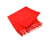 Worsted Wool Scarf with Swarovski Crystals – Bright Red