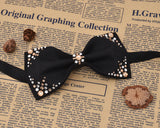 Swarovski Crystal Rhinestones Wedding Bow Tie for Men - Campia Black