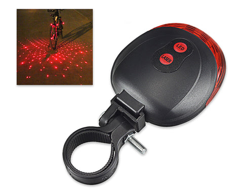 5 LED Adjustable Star Projection Laser Tail Rear Bike Light - Red