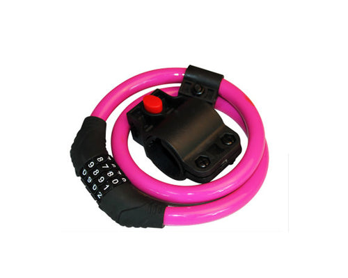 2 Feet Bicycle Resettable Combination Spiral Cable Lock - Magenta