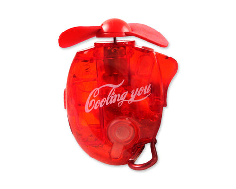 Portable Battery Operated Outdoor Carabiner Water Spray Fan - Red