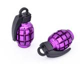 2 Pcs Grenade Shaped Bicycle BMX Bike Car Tire Tyre Valve Caps -Purple