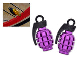 2 Pcs Grenade Shaped Bicycle BMX Bike Car Tire Tyre Valve Caps -Purple