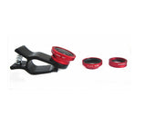 3 in 1 Universal Fisheye /Wide Angle/Macro Lens Clip Camera Kit - Red