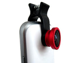 3 in 1 Universal Fisheye /Wide Angle/Macro Lens Clip Camera Kit - Red