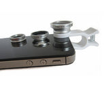 3 in 1 Universal Fisheye /Wide Angle/Macro Lens Clip Camera Kit-Silver