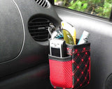 3 Pockets Car Air Vent Drink Sundries Hanging Storage Bag - Red/Gray