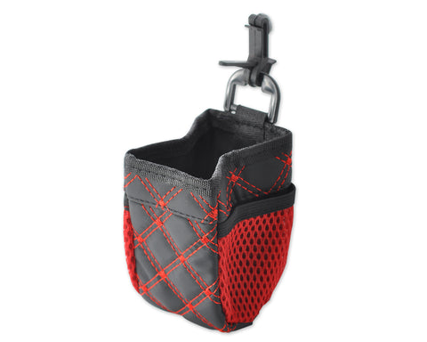 3 Pockets Car Air Vent Drink Sundries Hanging Storage Bag - Red/Gray