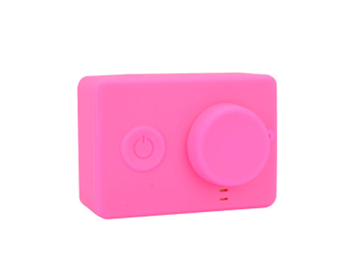 Protective Silicone Case/ Lens Cap for Xiaomi Yi Action Camera-Magenta