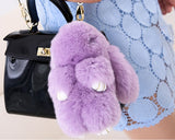 Cute Rex Rabbit Fur Keychain - Purple