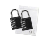 2 Pieces Resettable Combination Lock 4 Digit Gym Padlock - Black