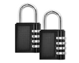 2 Pieces Resettable Combination Lock 4 Digit Gym Padlock - Black