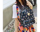 Cute Cartoon PU Leather Backpack with Built-In Handle - Beige