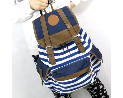 Sailor Stripes Drawstring Rucksack - Blue