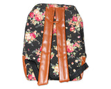 Floral Print Canvas Backpack - Black