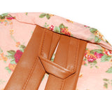 Floral Print Canvas Backpack - Pink