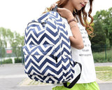 Stripe Print Casual Canvas Backpack - Blue