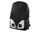 Cute Fox Cartoon PU Leather Casual Backpack - Black