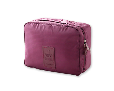 Multi-functional Nylon Travel Makeup Bag - Burgundy