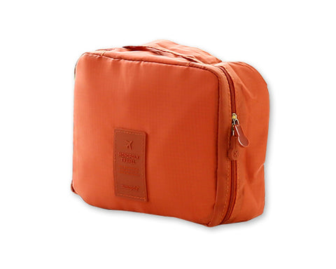 Multi-functional Nylon Travel Makeup Bag - Orange