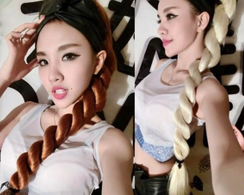 Heat Resistant Long Braided Ponytail Extension - Brown