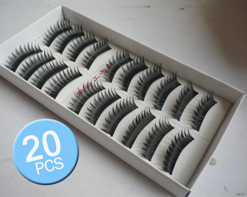 10 Pairs Reusable Long Black Thick False Eyelashes - Black