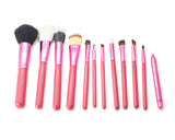 12 Pcs Professional Makeup Brush Set with Cup Holder - Pink