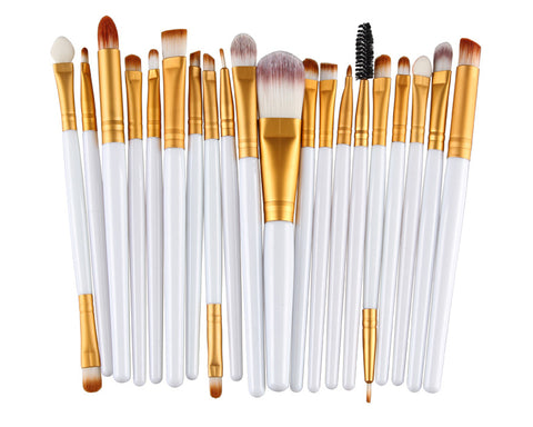 20 Pcs Professional Makeup Brush Set - White