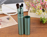 5 Pcs Professional Makeup Brush Set with Cyclinder Tube - Green