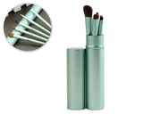 5 Pcs Professional Makeup Brush Set with Cyclinder Tube - Green