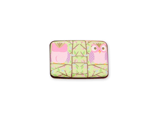 Owl Printed Business Card Case - Pink
