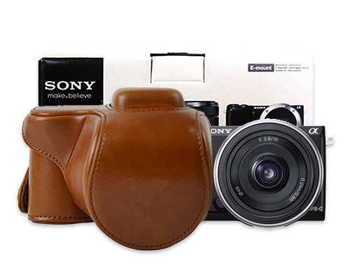 Retro Sony NEX-5R Camera Leather Case - Light Brown