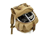 Retro Canvas DSLR Camera Backpack - Brown