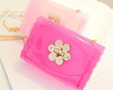 Translucent Jelly Shoulder Bag with Chain Strap - Pink