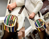 Youthful Canvas Stripes Shoulder Bag - Black