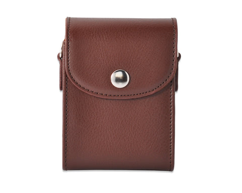 Simple PU Leather Shoulder Bag for Mirrorless Camera - Deep Brown