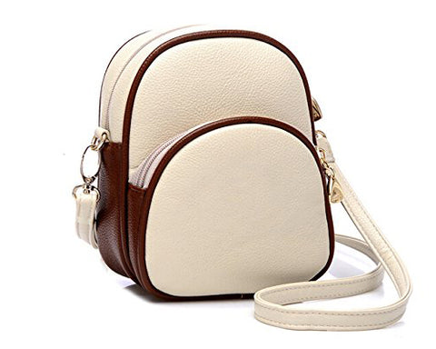 Classy PU Leather Shoulder Bag with Adjustable Strap - Beige