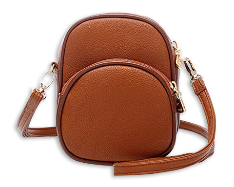 Classy PU Leather Shoulder Bag with Adjustable Strap - Brown