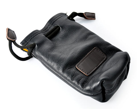 Small Genuine Leather Drawstring Sack Bag for Mirrorless Camera