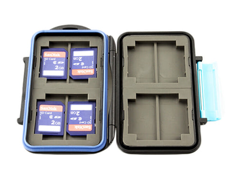 Water-Resistant Camera Memory Cards Storage Holder Case - Blue
